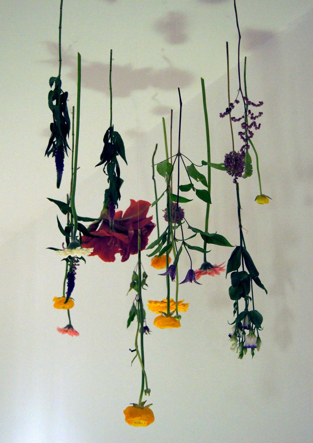 Blumen hängen von der Decke